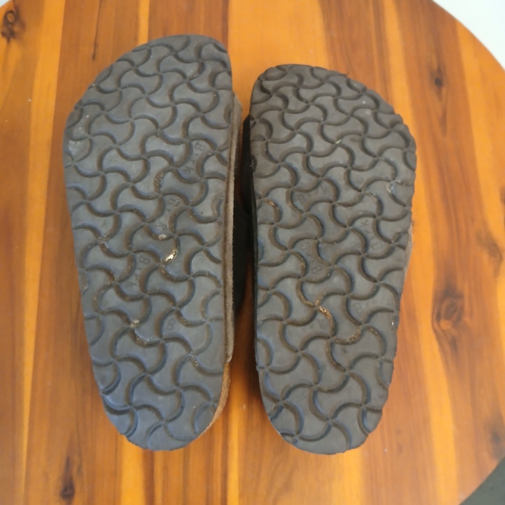 Birkenstock Arizona Sandals Mens 36 Black Shearling Lined Suede Two Strap Slide - Picture 7 of 8